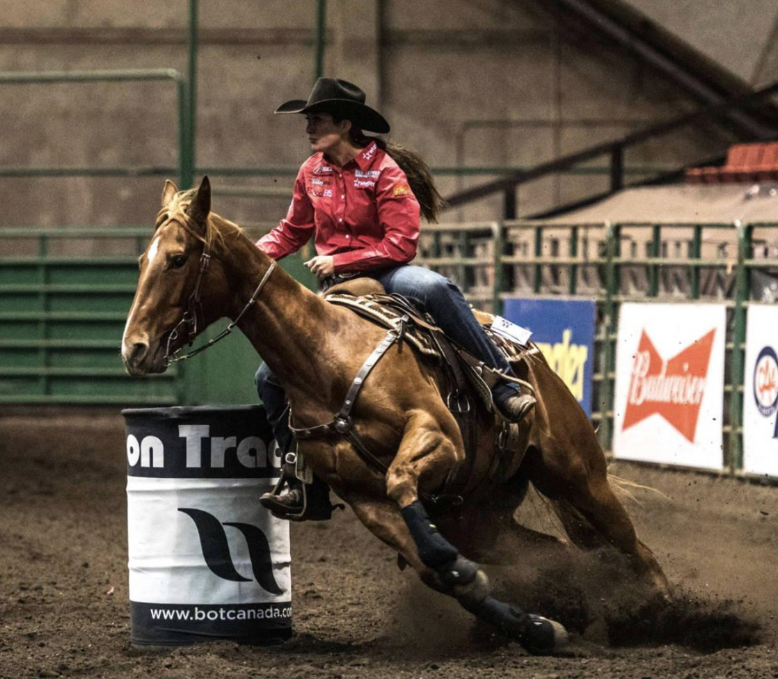Veronica Swales alongside Miss Aries, recovering from equine asthma