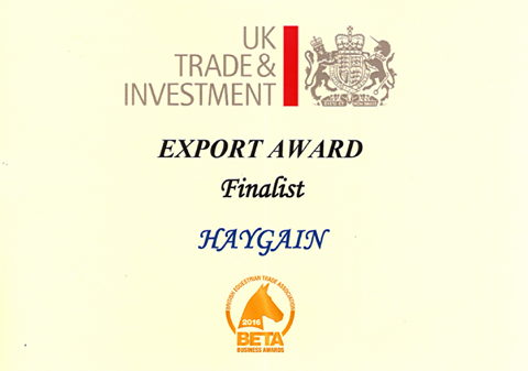 Nomination as UKTI Export Award Finalist